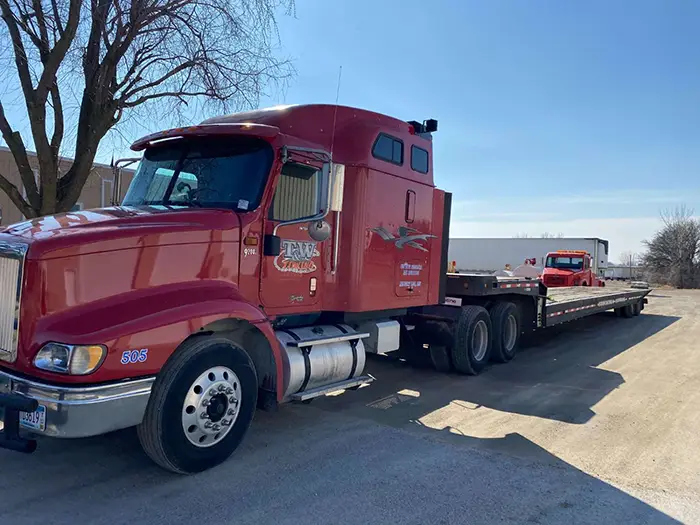 red towing truck